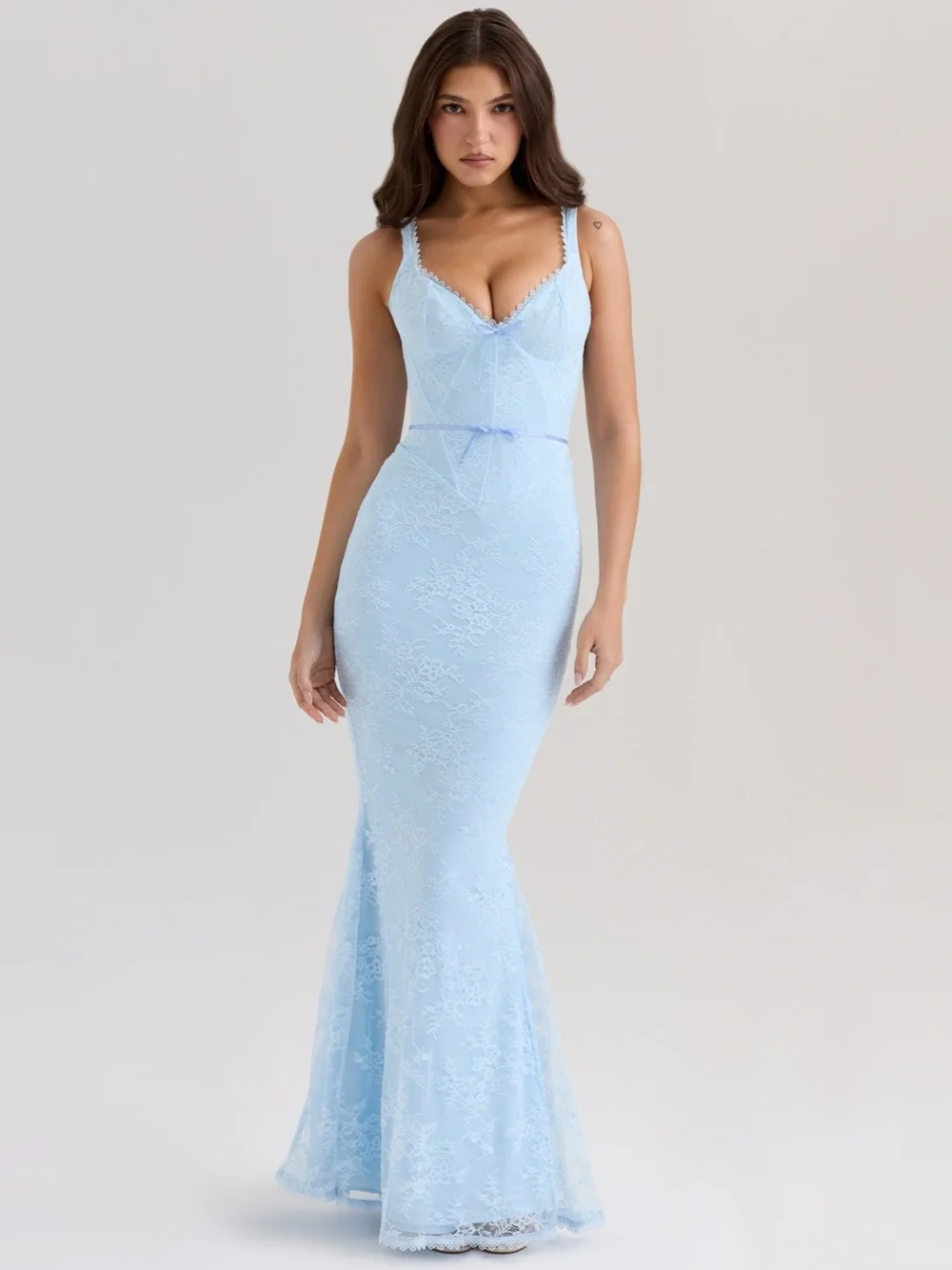 House OF CB Sarai Sleeveless Stretch-Lace Maxi Dress - Blue